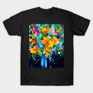 Friday Night Flowers - Abstract Floral Painting T-Shirt